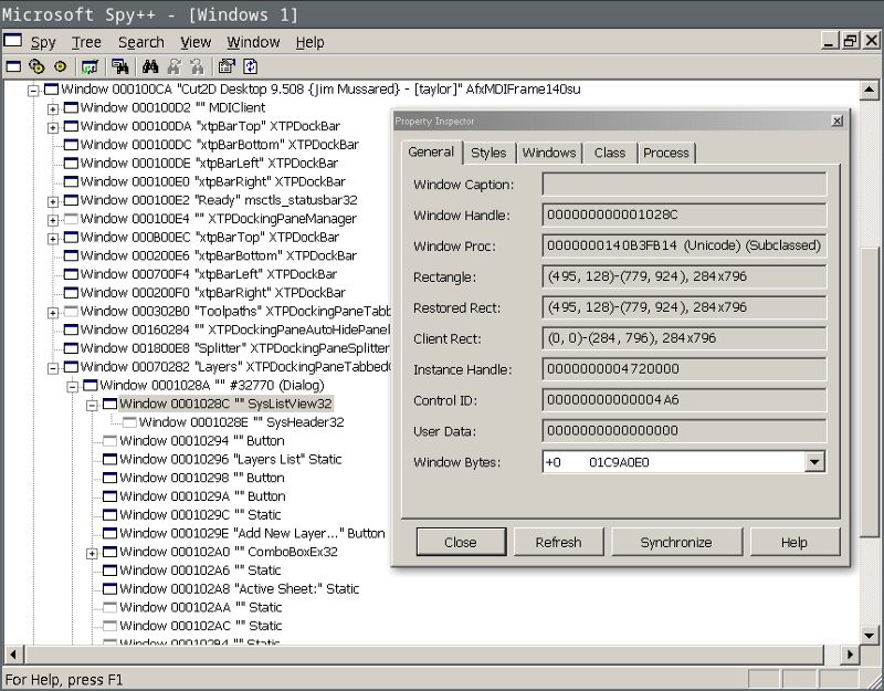 Hello SysListView32! Note the XTP class names indicate they’re using Exteme Toolkit Pro